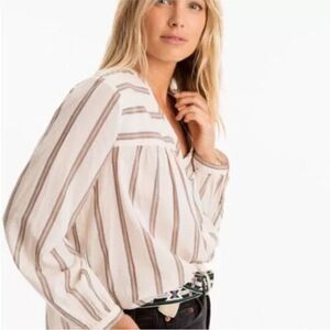 Xirena $198 Francie Striped Top Shirt Blouse Women’s Size LRG Ivory Stripe